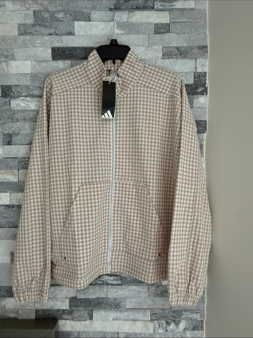 Adidas women's lightweight gingham jacket new with tags